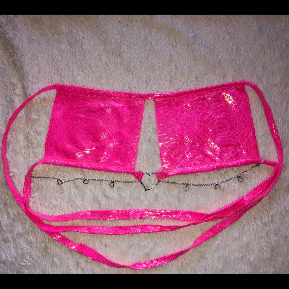euphoric rave wear pink serpent top w 💖 chain